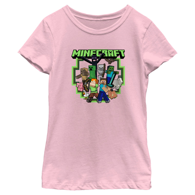 Girl's Minecraft Steve and Alex Group Shot T-Shirt