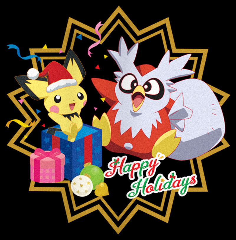 Junior's Pokemon Christmas Pikachu and Delibird Happy Holidays Cowl Neck Sweatshirt