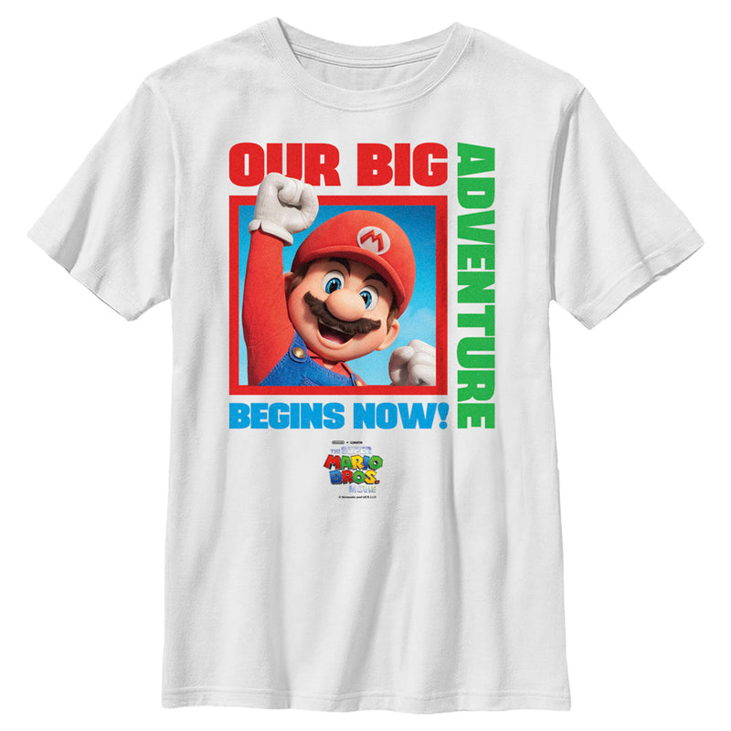 Boy's The Super Mario Bros. Movie Mario Our Big Adventure Begins Now T-Shirt