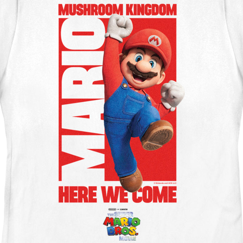 Women's The Super Mario Bros. Movie Mario Mushroom Kingdom Here We Come T-Shirt