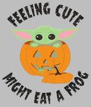 Men's Star Wars: The Mandalorian Halloween Grogu Jack-O'-Lantern Feeling Cute Might Eat a Frog T-Shirt