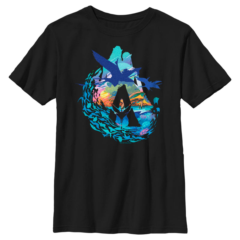 Boy's Avatar: The Way of Water Great Leonopteryx Silhouette Scenic Logo T-Shirt