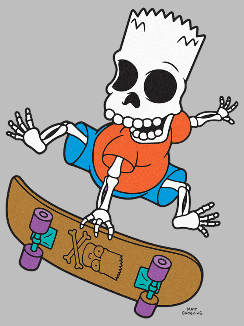 Men's The Simpsons Bart Skeleton Skateboarding T-Shirt