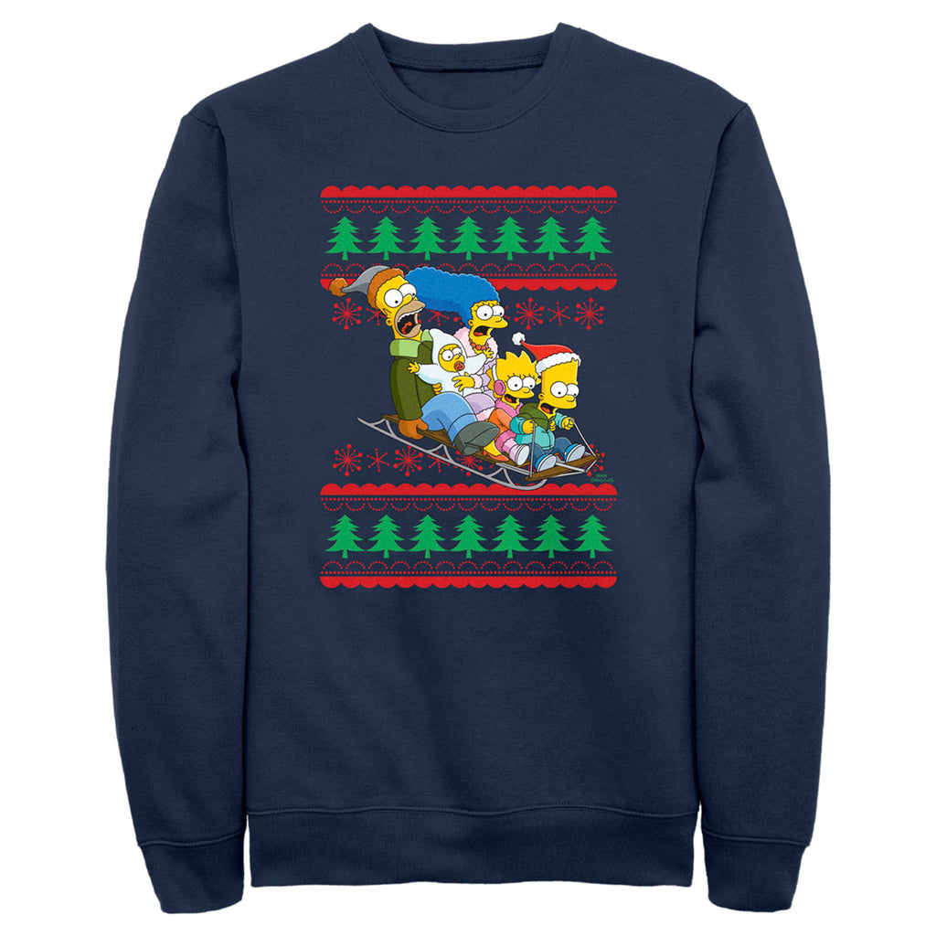 Family Christmas – Simpsons Men\'s The Sweatshirt Sledding Fifth Adventure Sun