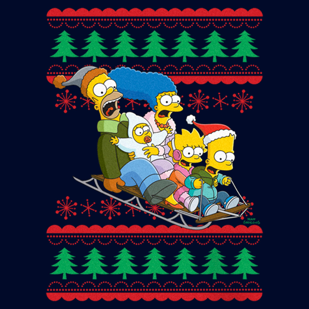 Simpsons The Fifth Christmas Family Adventure – Sun Sledding Men\'s Sweatshirt