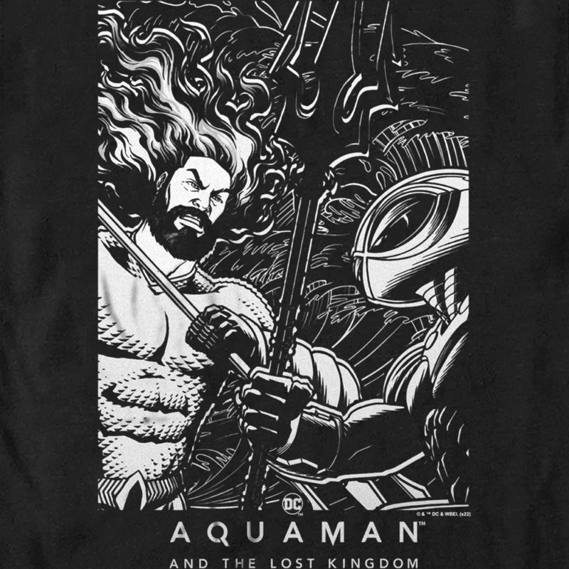 Men's Aquaman and the Lost Kingdom Black and White Poster T-Shirt