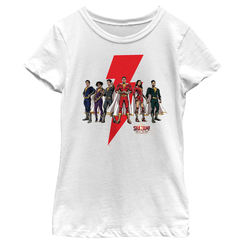Girl's Shazam! Fury of the Gods Heroes Group Portrait T-Shirt