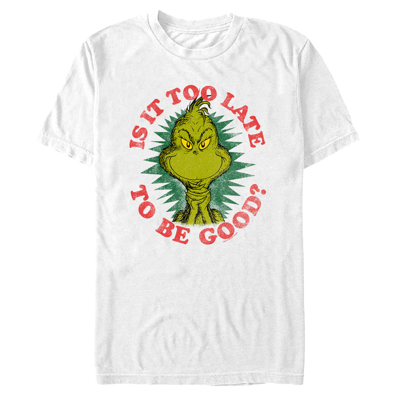 Men's Dr. Seuss Christmas The Grinch Is it too Late T-Shirt