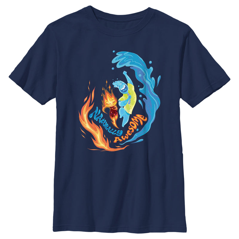 Boy's Elemental Ember and Wade Naturally Awesome T-Shirt