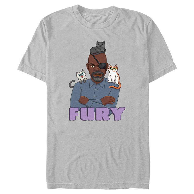 Men's The Marvels Nick Fury Cat Portrait T-Shirt