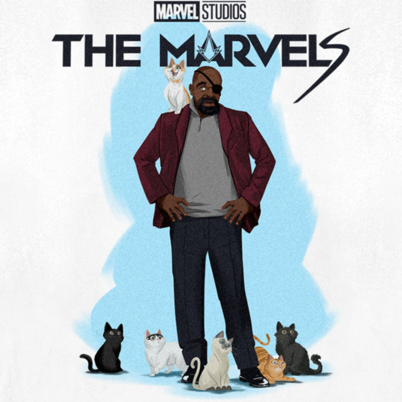 Women's The Marvels Nick Fury and Cats T-Shirt