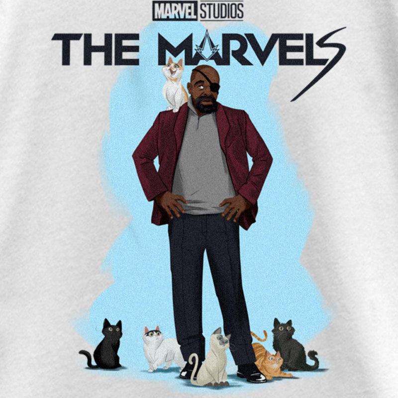 Girl's The Marvels Nick Fury and Cats T-Shirt