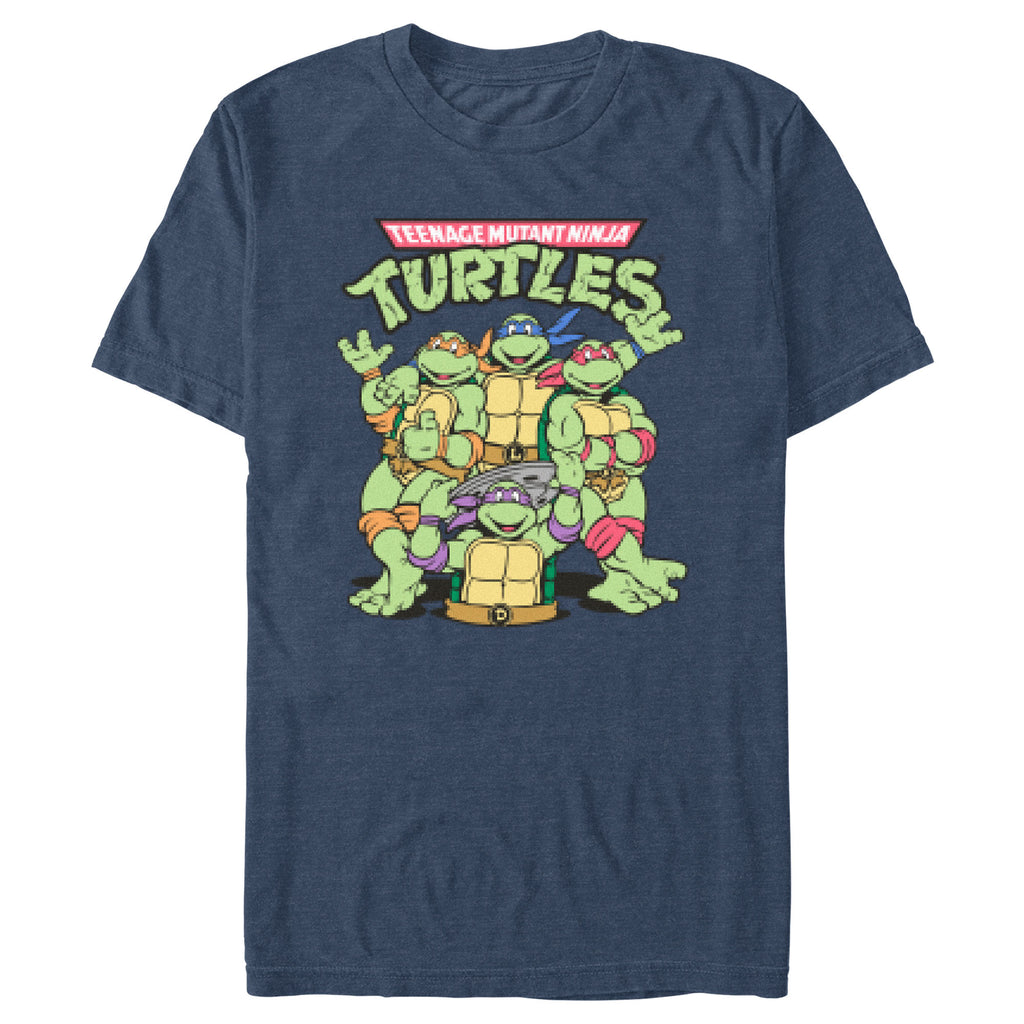 Teenage Mutant Ninja Turtles Men's Group Shot Logo T-Shirt Blue