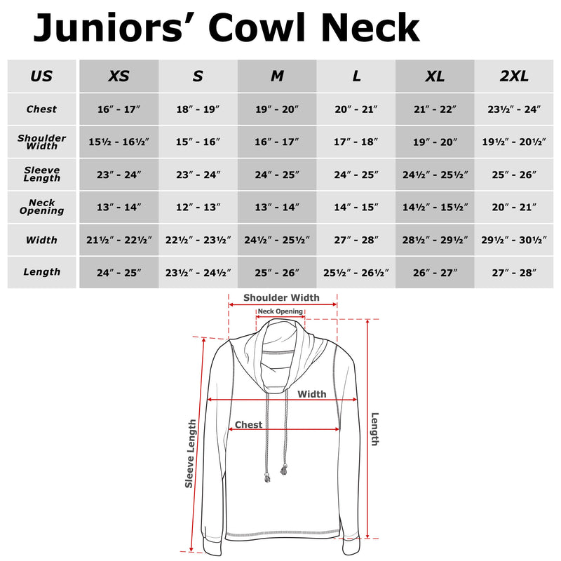 Junior's Cruella Rebel Heart Cowl Neck Sweatshirt