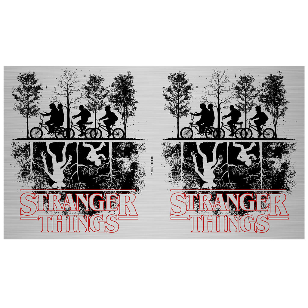 Stranger Things Black and Red Main Poster Stainless Steel Water Bottle  White 17 oz. 