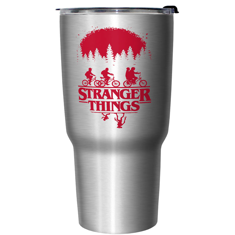 Stranger Things Bike Ride Silhouettes Stainless Steel Tumbler With Lid