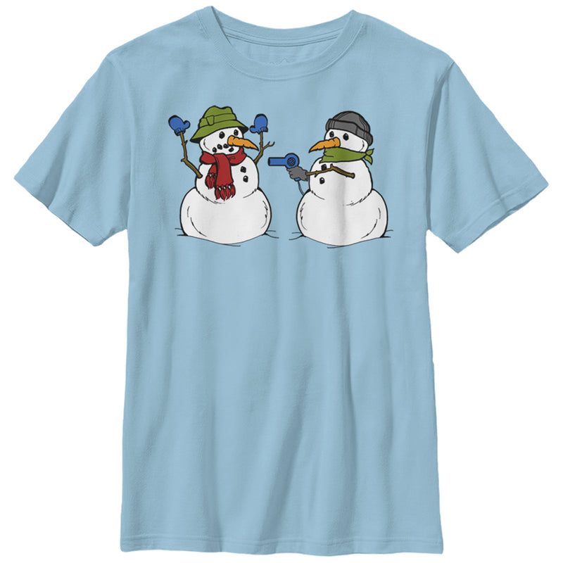 Boy's Lost Gods Christmas Snowman Fight T-Shirt