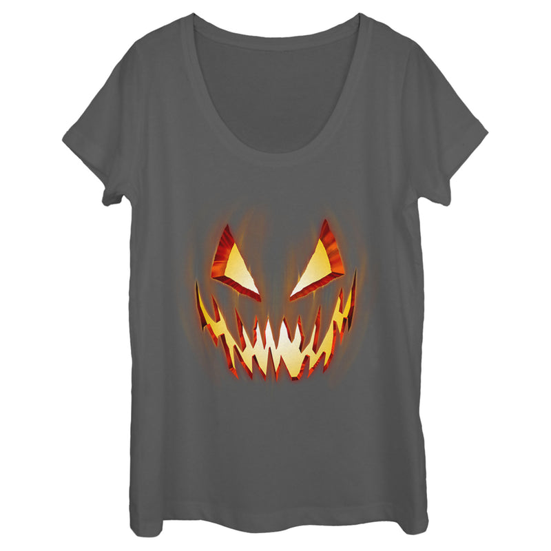 Women's Lost Gods Evil Pumpkin Face Scoop Neck