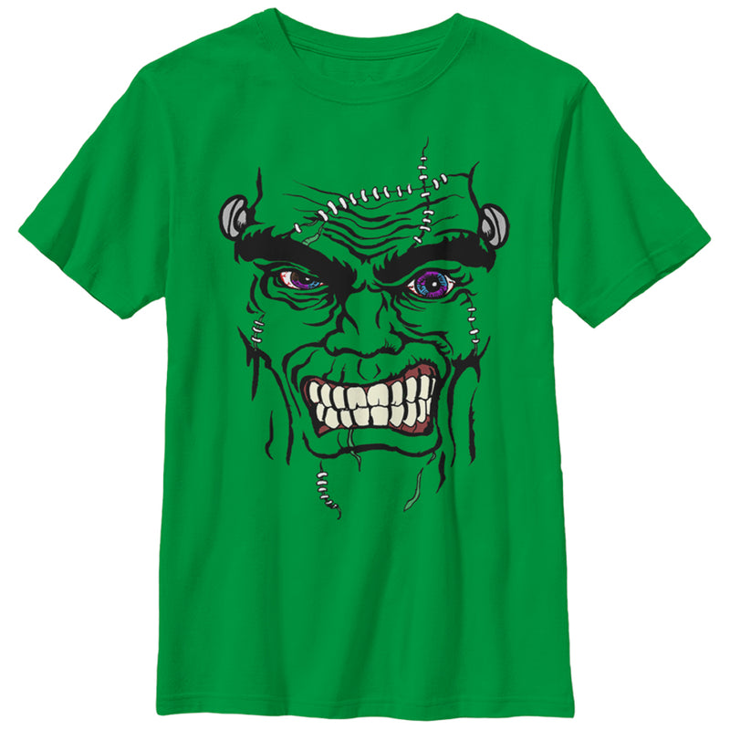 Boy's Lost Gods Halloween Frankenstein Monster Face T-Shirt