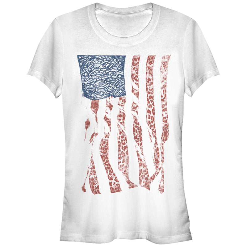 Junior's Lost Gods American Flag Animal Print T-Shirt