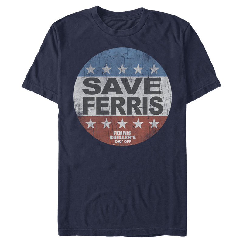 Men's Ferris Bueller's Day Off Save Campaign Button T-Shirt