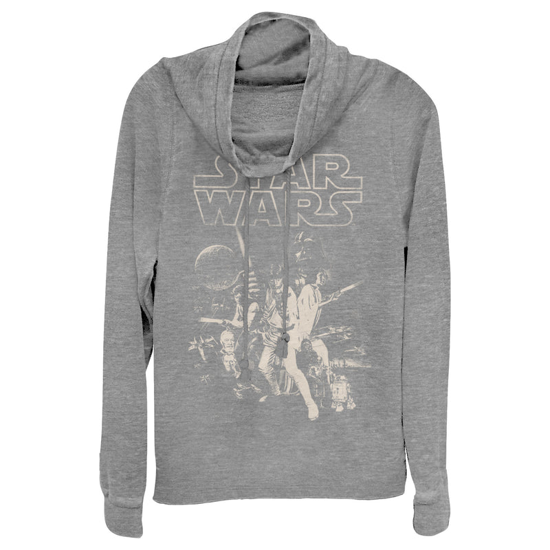 Junior's Star Wars Classic Poster Cowl Neck Sweatshirt
