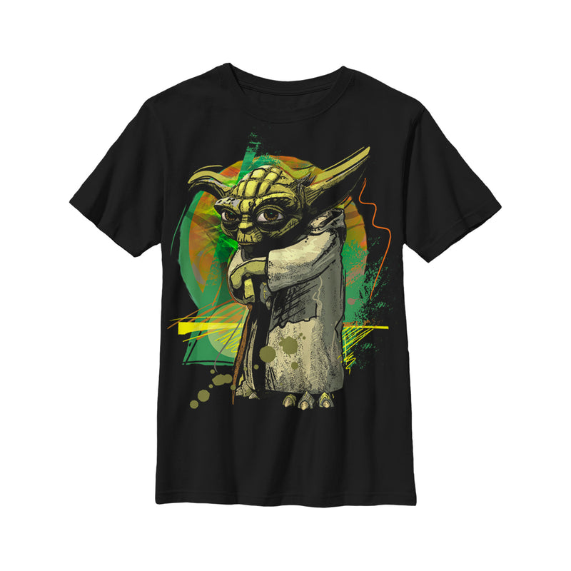 Boy's Star Wars Yoda Splatter Cartoon T-Shirt