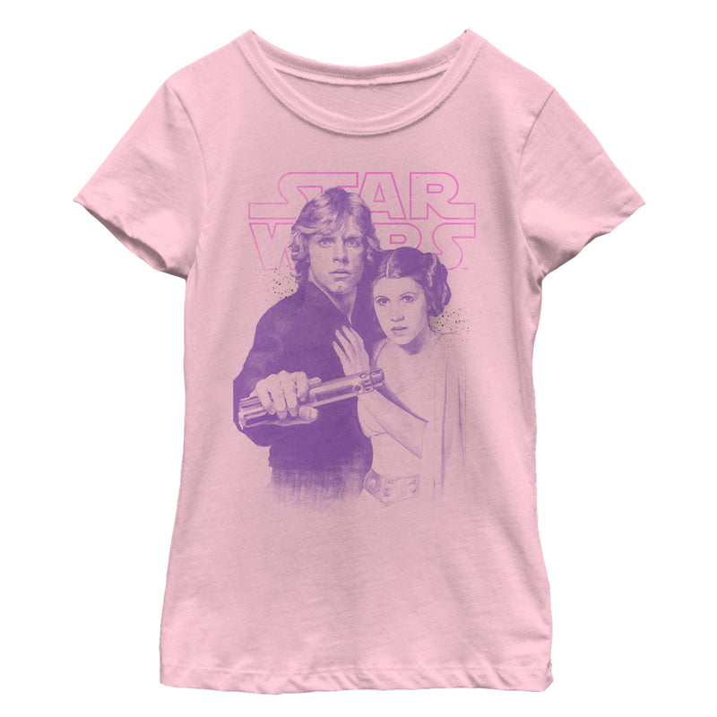 Girl's Star Wars Leia and Luke Grayscale T-Shirt