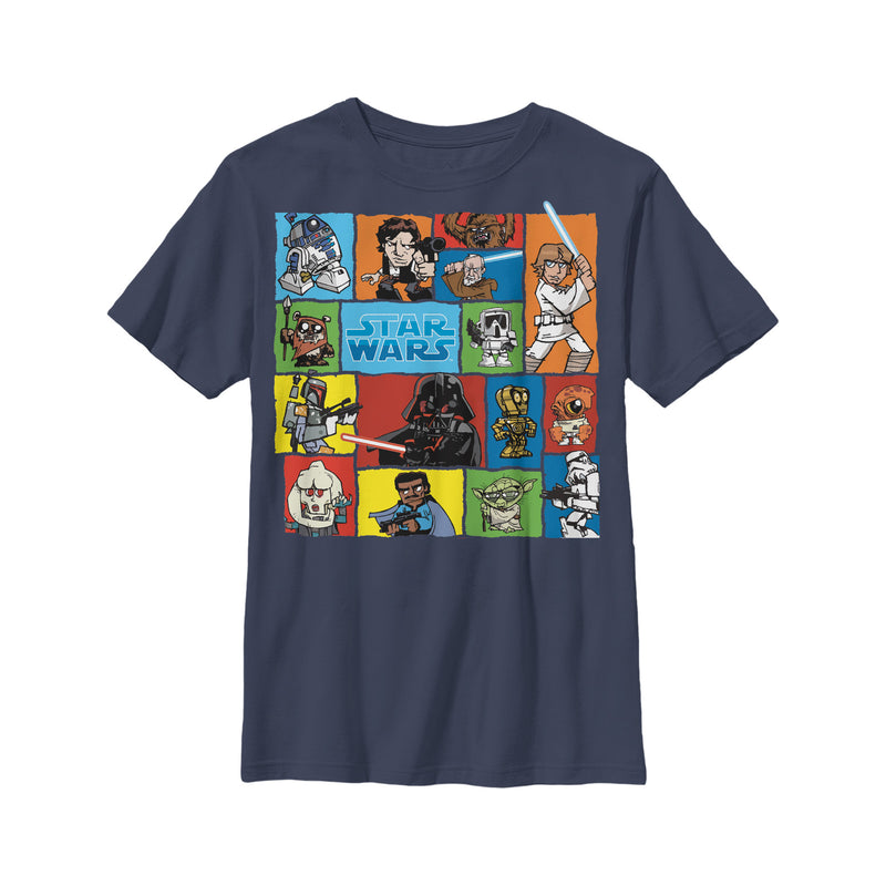 Boy's Star Wars Cartoon Character Squares T-Shirt