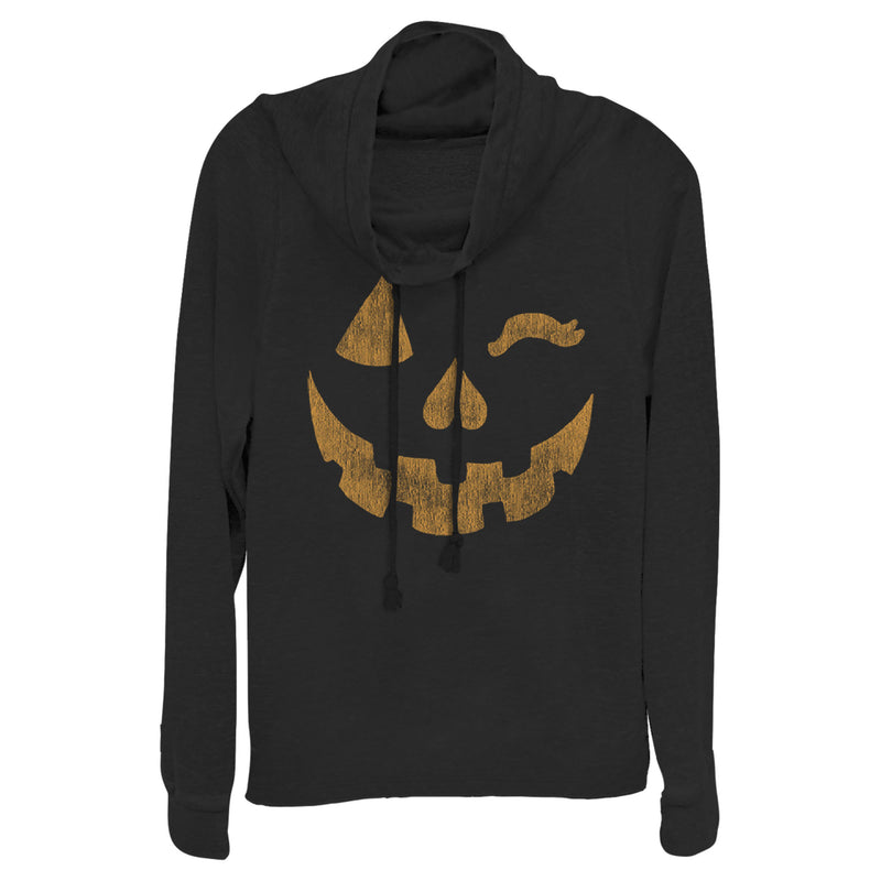 Junior's Lost Gods Halloween Jack-o'-Lantern Wink Cowl Neck Sweatshirt