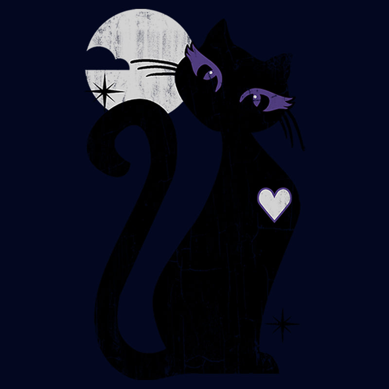 Men's Lost Gods Halloween Full Moon Black Cat Heart T-Shirt