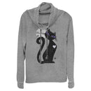 Junior's Lost Gods Halloween Full Moon Black Cat Heart Cowl Neck Sweatshirt