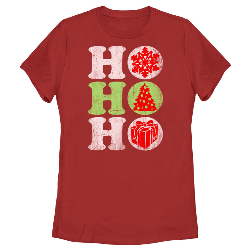 Women's Lost Gods Christmas Distressed Ho Ho Ho T-Shirt