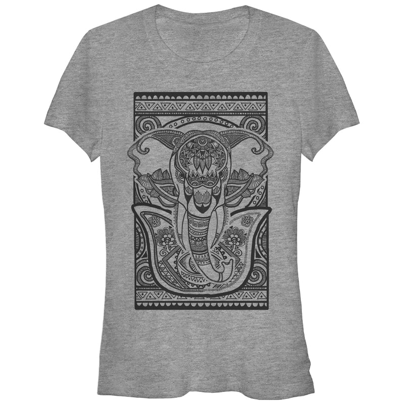 Junior's Lost Gods Elephant Tribal Print T-Shirt