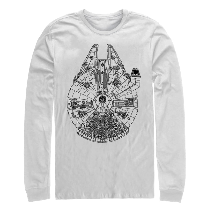 Men's Star Wars Millennium Falcon Outline Long Sleeve Shirt