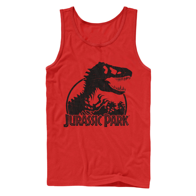 Men's Jurassic Park Dino Skeleton Silhouette Logo Tank Top