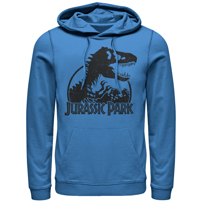 Men's Jurassic Park Dino Skeleton Silhouette Logo Pull Over Hoodie