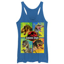 Women's Jurassic Park T. Rex and Velociraptor Racerback Tank Top