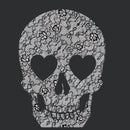 Junior's Lost Gods Halloween Lace Print Heart Skull T-Shirt