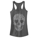 Junior's Lost Gods Lace Print Heart Skull Racerback Tank Top