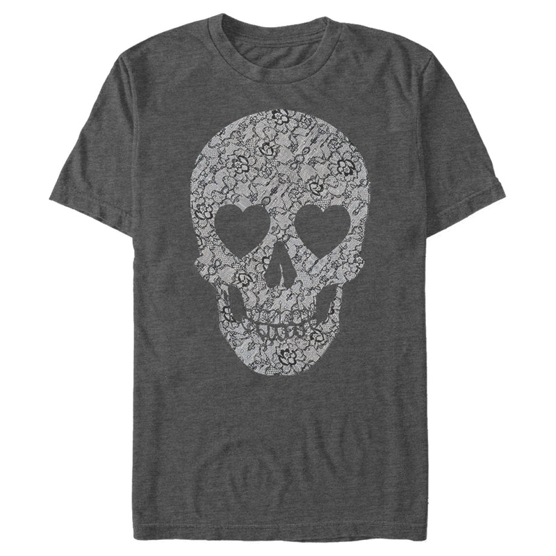 Men's Lost Gods Lace Print Heart Skull T-Shirt