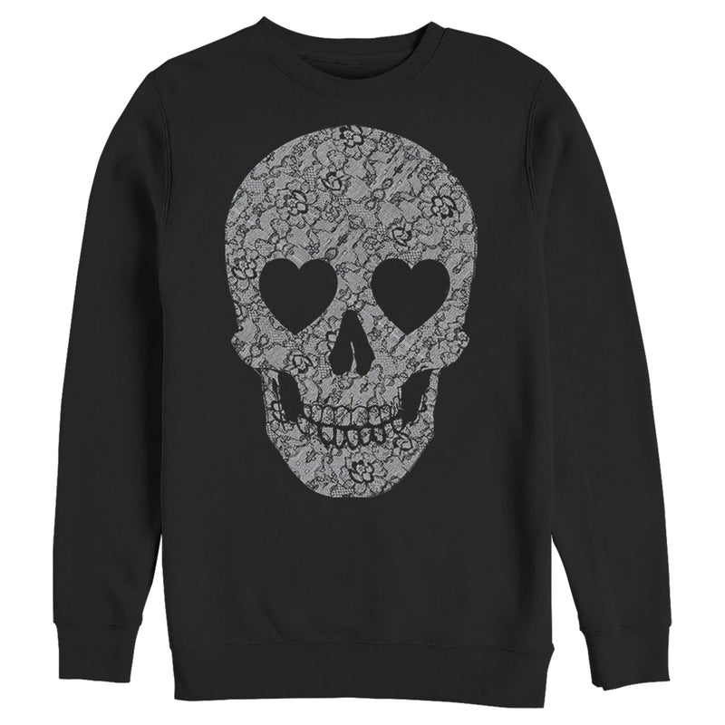 Men's Lost Gods Lace Print Heart Skull Sweatshirt