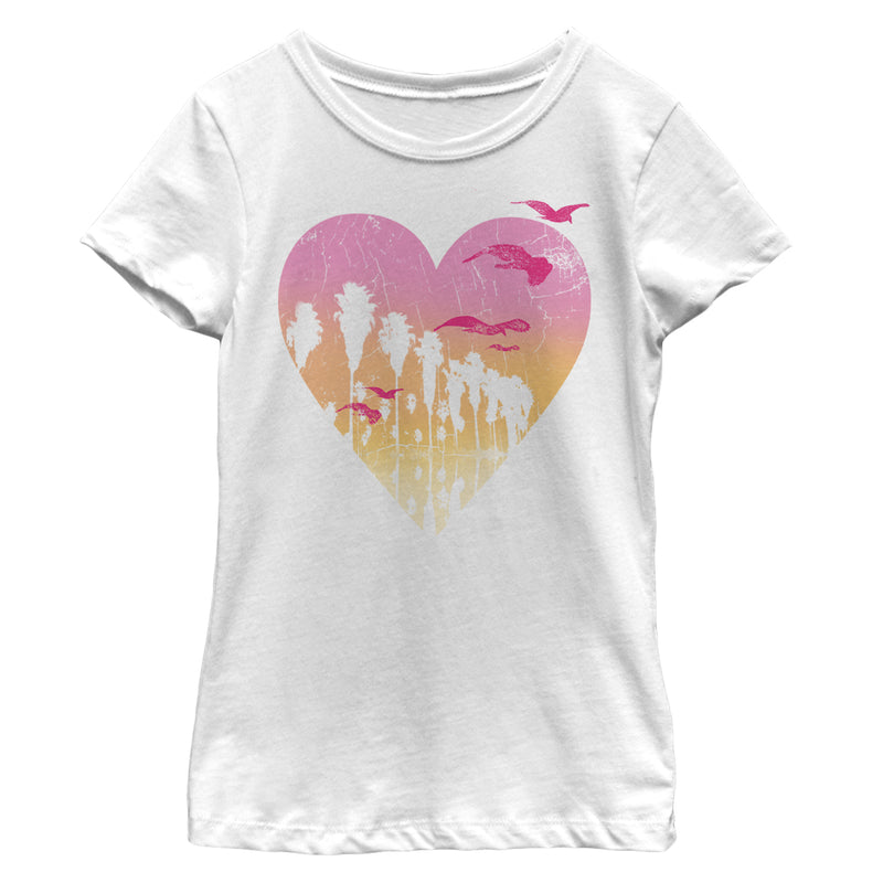 Girl's Lost Gods Sunset Palm Tree Love T-Shirt