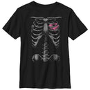 Boy's Lost Gods Halloween Skeleton Rib Cage Heart T-Shirt