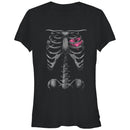Junior's Lost Gods Halloween Skeleton Rib Cage Heart T-Shirt