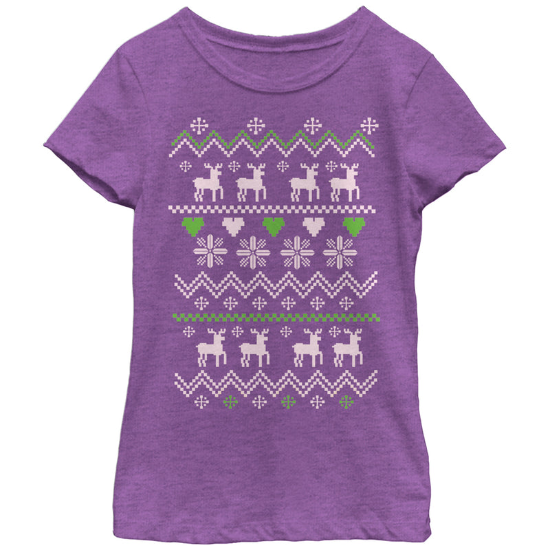 Girl's Lost Gods Ugly Christmas Reindeer & Hearts T-Shirt