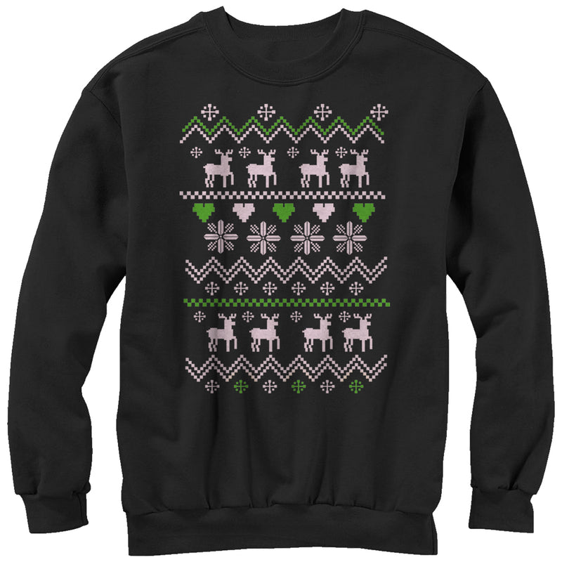 Women's Lost Gods Ugly Christmas Reindeer & Hearts Sweatshirt