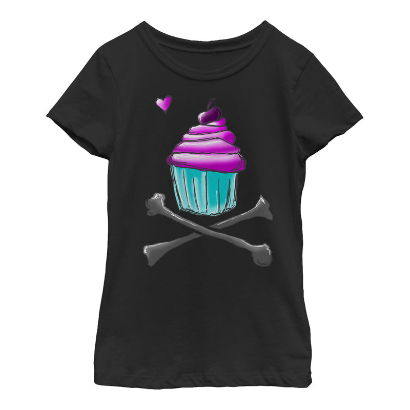 Girl's Lost Gods Skull and Crossbones Cupcake T-Shirt