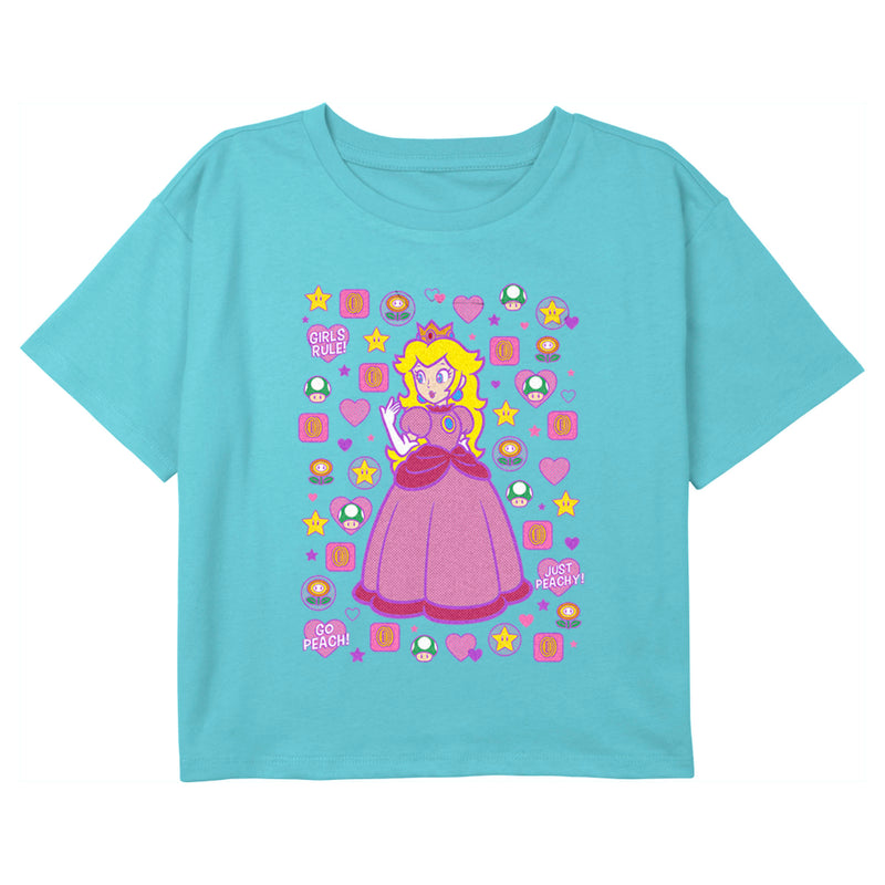 Girl's Nintendo Princess Peach Cute Icons T-Shirt