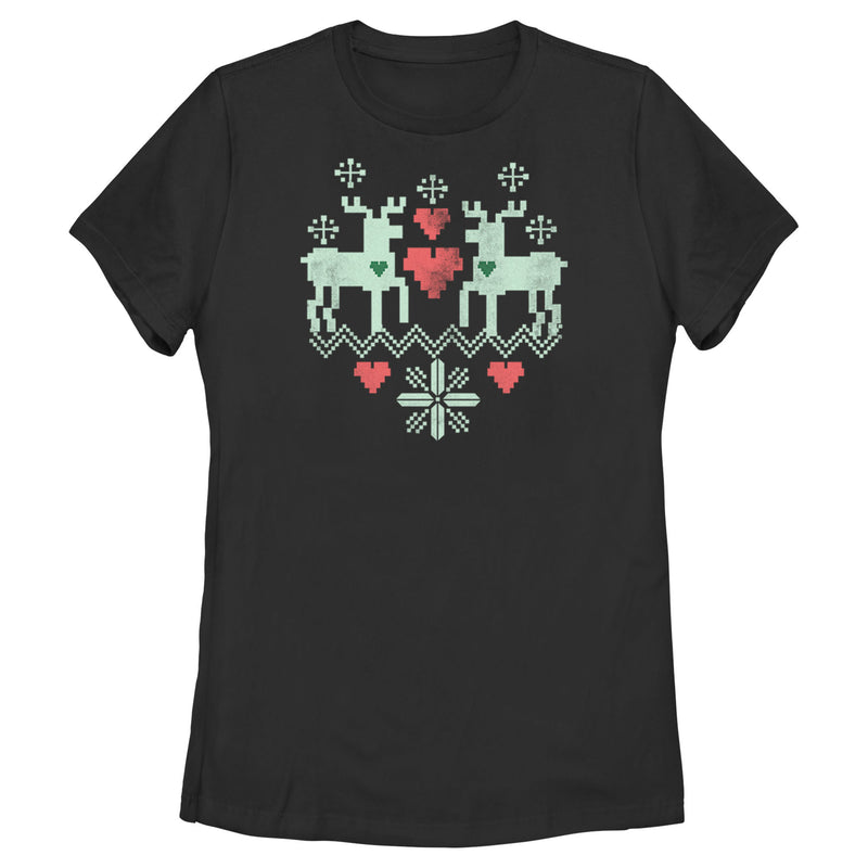 Women's Lost Gods Christmas Reindeer Love T-Shirt